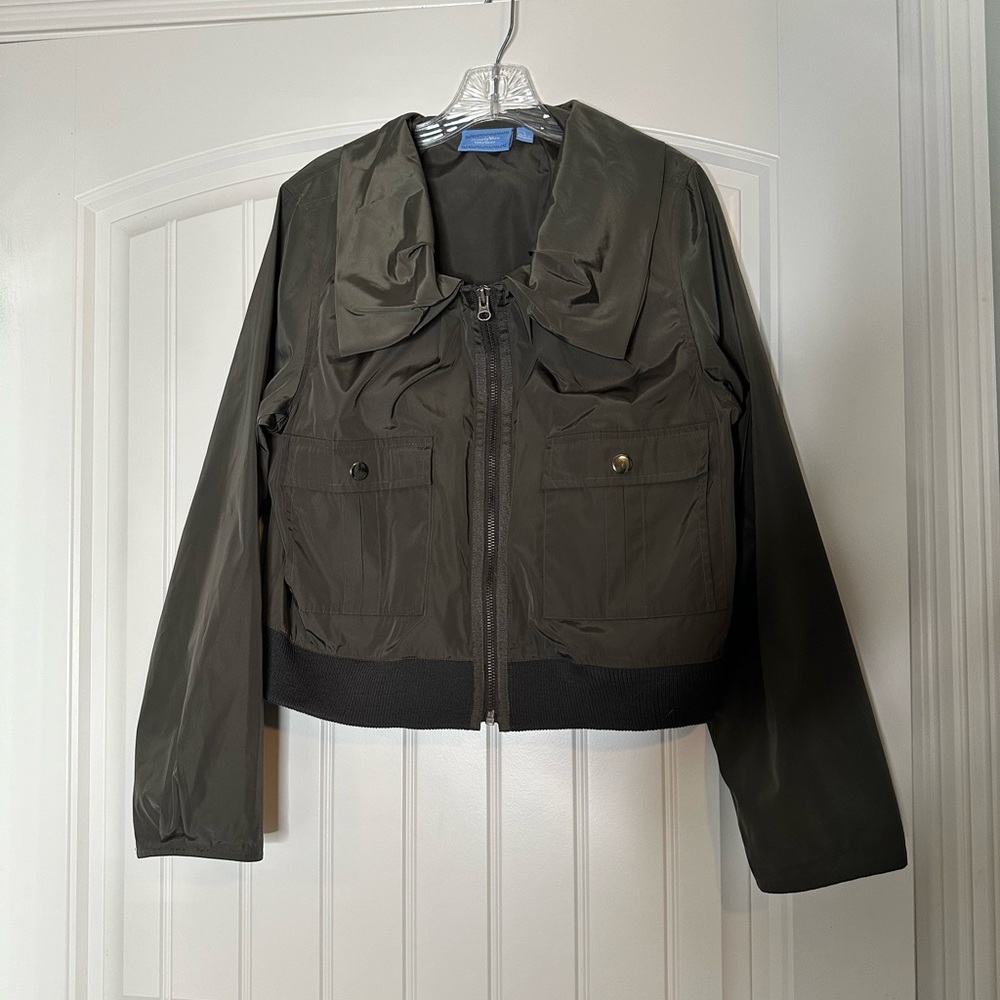 Simply Vera Wang oversized Peter Pan collar Nylon Moto jacket
